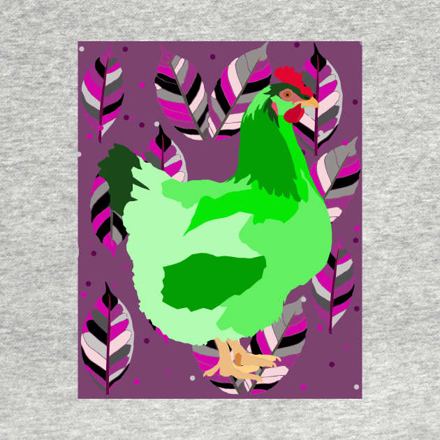 Backyard Chicken - Green by KA Textiles and Designs